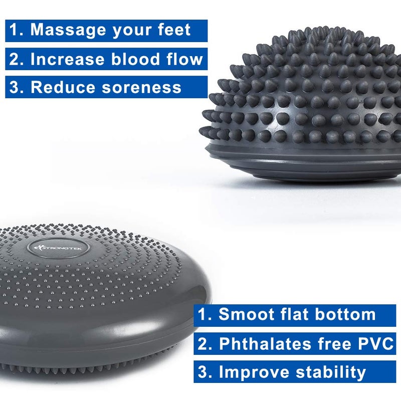 StrongTek Hedgehog Balance Pod Kit - Set of 4 Balance Pods and 1 Wobble Cushion for Core Strength, Agility, and Stability Training, Includes Air Pump, Ideal for Physical Therapy, Rehabilitation - Image 4
